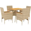 Image de vidaXL - 5-delige - Tuinset - met - kussens - poly - rattan - en - acaciahout - beige