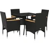 Image de vidaXL - 5-delige - Tuinset - met - kussens - poly - rattan - en - glas - zwart
