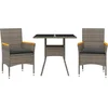 Image de vidaXL - 3-delige - Tuinset - met - kussens - poly - rattan - en - glas - grijs