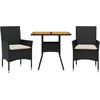 Image de vidaXL - 3-delige - Tuinset - met - kussens - poly - rattan - en - acaciahout - zwart
