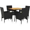 Image de vidaXL - 5-delige - Loungeset - met - kussens - poly - rattan - en - acaciahout - zwart