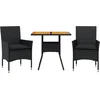 Image de vidaXL - 3-delige - Tuinset - met - kussens - poly - rattan - en - acaciahout - zwart