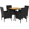 Image de vidaXL - 5-delige - Loungeset - met - kussens - poly - rattan - en - acaciahout - zwart