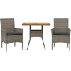 Image de vidaXL - 3-delige - Tuinset - met - kussens - poly - rattan - en - acaciahout - grijs