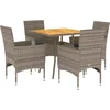 Image de vidaXL - 5-delige - Loungeset - met - kussens - poly - rattan - en - acaciahout - grijs