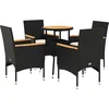 Image de vidaXL - 5-delige - Loungeset - met - kussens - poly - rattan - en - acaciahout - zwart