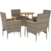 Image de vidaXL - 5-delige - Loungeset - met - kussens - poly - rattan - en - acaciahout - grijs