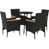 Image de vidaXL - 5-delige - Tuinset - met - kussens - poly - rattan - en - glas - zwart