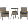 Image de vidaXL - 3-delige - Tuinset - met - kussens - poly - rattan - en - glas - grijs