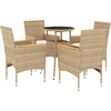 Image de vidaXL - 5-delige - Tuinset - met - kussens - poly - rattan - en - glas - beige