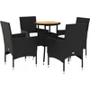 Image de vidaXL - 5-delige - Loungeset - met - kussens - poly - rattan - en - acaciahout - zwart