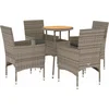 Image de vidaXL - 5-delige - Loungeset - met - kussens - poly - rattan - en - acaciahout - grijs