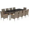 Image de vidaXL - 11-delige - Tuinset - met - kussens - poly - rattan - en - glas - grijs