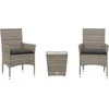 Image de vidaXL - 3-delige - Bistroset - met - kussens - poly - rattan - en - glas - grijs