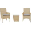 Image de vidaXL - 3-delige - Bistroset - met - kussens - poly - rattan - en - glas - beige