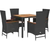 Image de vidaXL - 5-delige - Tuinset - met - kussens - poly - rattan - zwart