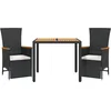 Image de vidaXL - 3-delige - Tuinset - met - kussens - poly - rattan - zwart