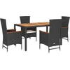 Image de vidaXL - 5-delige - Tuinset - met - kussens - poly - rattan - zwart