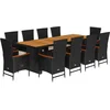 Image de vidaXL - 11-delige - Tuinset - met - kussens - poly - rattan - zwart