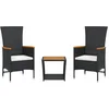 Image de vidaXL - 3-delige - Tuinset - met - kussens - poly - rattan - zwart