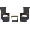 Image de vidaXL - 3-delige - Tuinset - met - kussens - poly - rattan - zwart