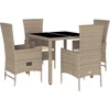 Image de vidaXL - 5-delige - Tuinset - met - kussens - poly - rattan - beige