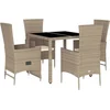 Image de vidaXL - 5-delige - Tuinset - met - kussens - poly - rattan - beige