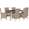 Image de vidaXL - 7-delige - Tuinset - met - kussens - poly - rattan - beige