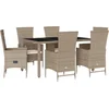 Image de vidaXL - 7-delige - Tuinset - met - kussens - poly - rattan - beige