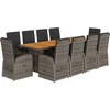 Image de vidaXL - 11-delige - Tuinset - met - kussens - poly - rattan - grijs