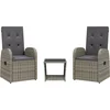 Image de vidaXL - 3-delige - Tuinset - met - kussens - poly - rattan - grijs