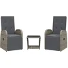 Image de vidaXL - 3-delige - Tuinset - met - kussens - poly - rattan - grijs