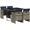 Image de vidaXL - 5-delige - tuinset - met - kussens, - grijs - polyrotan