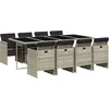 Image de vidaXL - 9-delige - Tuinset - met - kussens - poly - rattan - lichtgrijs