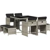 Image de vidaXL - 9-delige - Tuinset - met - kussens - poly - rattan - lichtgrijs