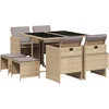 Image de vidaXL - 9-delige - Tuinset - met - kussens - poly - rattan - gemengd - beige