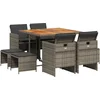 Image de vidaXL - 9-delige - Tuinset - met - kussens - poly - rattan - grijs