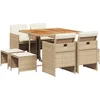 Image de vidaXL - 9-delige - Tuinset - met - kussens - poly - rattan - beige