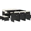 Image de vidaXL - 11-delige - Tuinset - met - kussens - poly - rattan - zwart