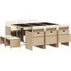 Image de vidaXL - 11-delige - Tuinset - met - kussens - poly - rattan - beige