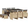 Image de vidaXL - 11-delige - Tuinset - met - kussens - poly - rattan - gemengd - beige