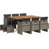 Image de vidaXL - 11-delige - Tuinset - met - kussens - poly - rattan - grijs