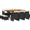 Image de vidaXL - 11-delige - Tuinset - met - kussens - poly - rattan - zwart