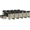 Image de vidaXL - 15-delige - Tuinset - met - kussens - poly - rattan - lichtgrijs