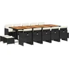 Image de vidaXL - 15-delige - Tuinset - met - kussens - poly - rattan - zwart