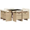 Image de vidaXL - 9-delige - Tuinset - met - kussens - poly - rattan - beige