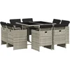 Image de vidaXL - 9-delige - Tuinset - met - kussens - poly - rattan - lichtgrijs