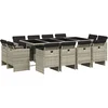 Image de vidaXL - 13-delige - Tuinset - met - kussens - poly - rattan - lichtgrijs