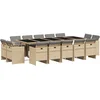Image de vidaXL - 15-delige - Tuinset - met - kussens - poly - rattan - gemengd - beige