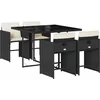 Image de vidaXL - 5-delige - Tuinset - met - kussens - poly - rattan - zwart